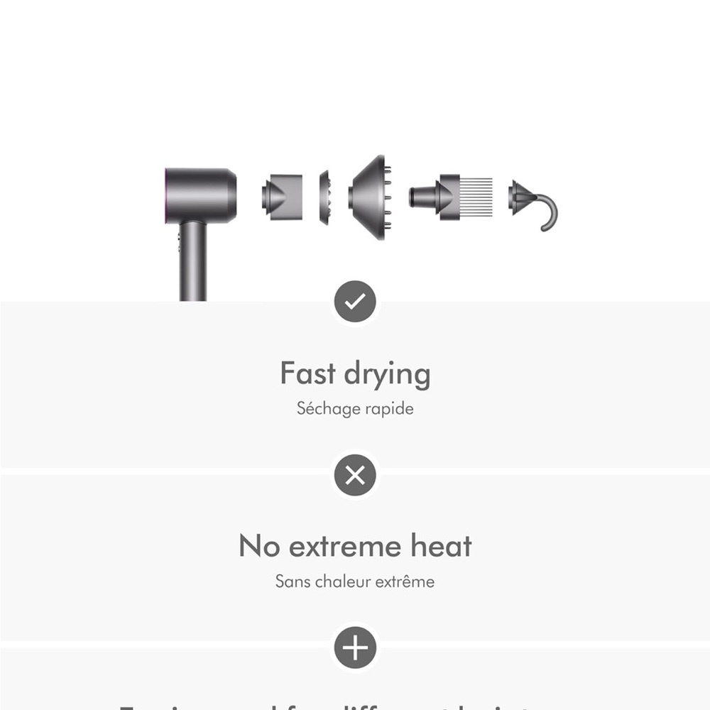 Dyson Supersonic Hair Dryer with Attachments & Counter Stand (new without box) - Picture 2 of 7